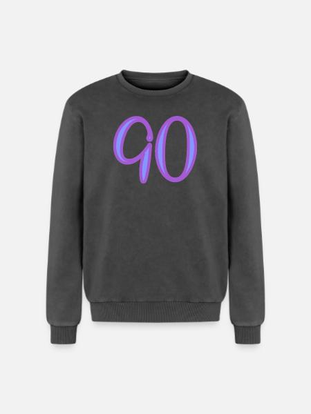 90 - Relaxed Unisex Premium Acid Washed Sweatshirt - acid washed black