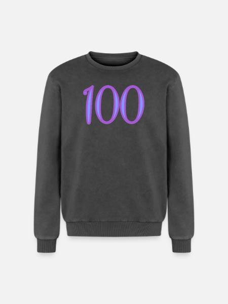 100 - Sweatshirt unisexe Premium acid-wash en coton - noir délavé acide