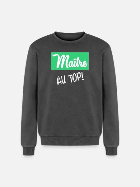 MAITRE - Sweatshirt unisexe Premium acid-wash en coton - noir délavé acide