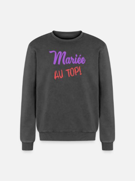 MARIEE - Sweatshirt unisexe Premium acid-wash en coton - noir délavé acide