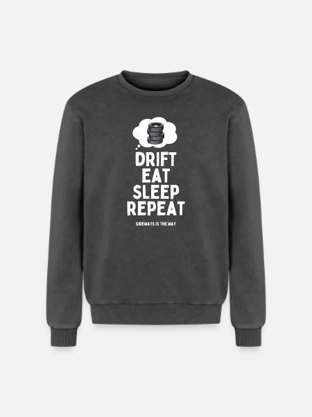 Drift Eat Sleep Repeat - Relaxed Unisex Premium Acid Washed Sweatshirt - acid washed black