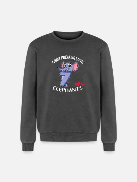 J'aime les éléphants - Sweatshirt unisexe Premium acid-wash en coton - noir délavé acide