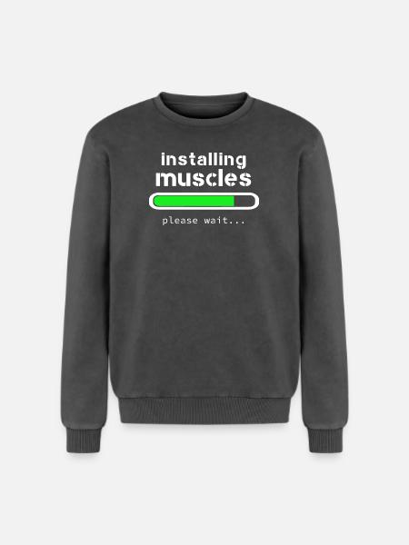 installing muscles - Relaxed Unisex Premium Acid Washed Sweatshirt - acid washed black