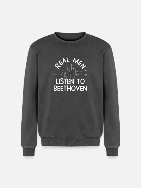 Beethoven - Sweatshirt unisexe Premium acid-wash en coton - noir délavé acide
