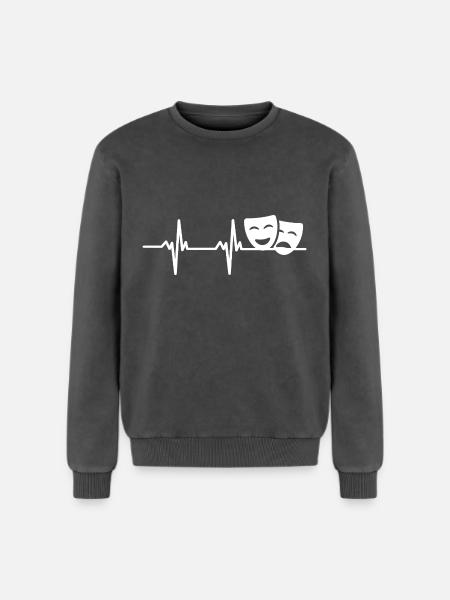 Drama Masks Theatre Heart palpitations - Relaxed Unisex Premium Acid Washed Sweatshirt - acid washed black