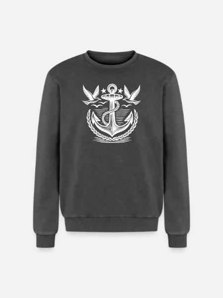 Anker Möwen Logo - Relaxed Unisex Premium Acid-Washed Sweatshirt - Schwarz Acid Wash