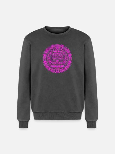 Techno Music Logo - Relaxed Unisex Premium Acid-Washed Sweatshirt - Schwarz Acid Wash