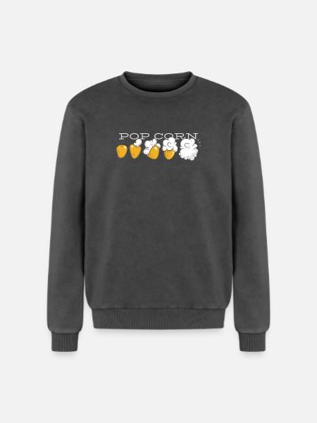 Popcorn Evolution - Relaxed Unisex Premium Acid-Washed Sweatshirt - Schwarz Acid Wash