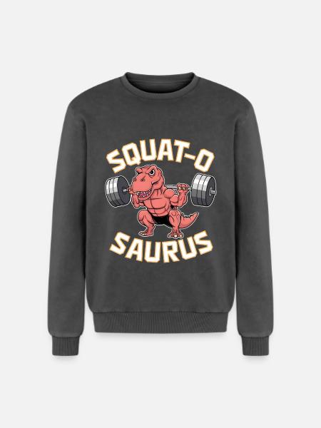 Squat-O Saurus - Relaxed Unisex Premium Acid Washed Sweatshirt - acid washed black
