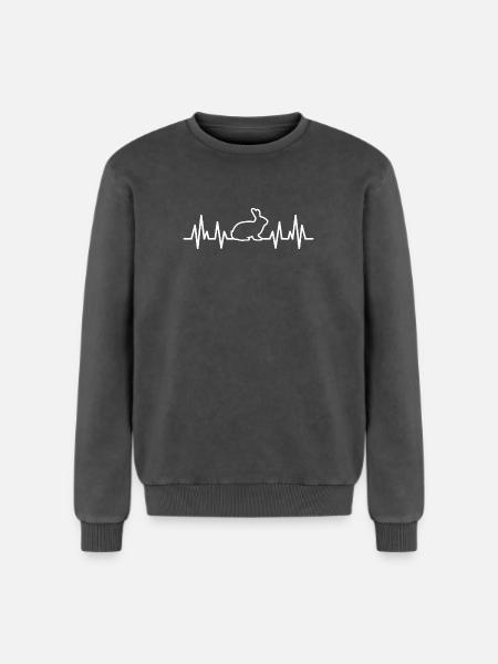 rabbit heartbeat - Relaxed Unisex Premium Acid Washed Sweatshirt - acid washed black
