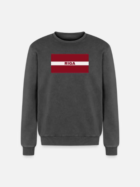 Riga en drapeau letton - Sweatshirt unisexe Premium acid-wash en coton - noir délavé acide