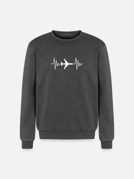 Airplane heartbeat - Relaxed Unisex Premium Acid Washed Sweatshirt - acid washed black