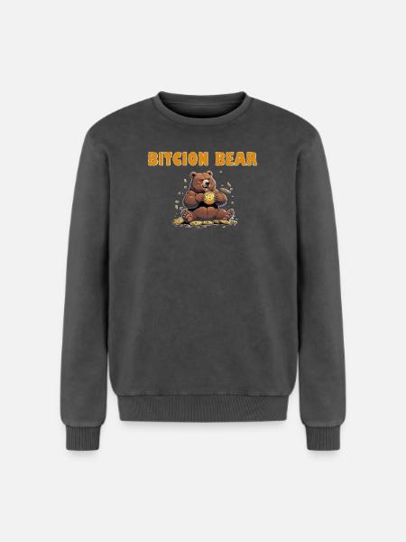 Bitcoin Bär  - Relaxed Unisex Premium Acid-Washed Sweatshirt - Schwarz Acid Wash