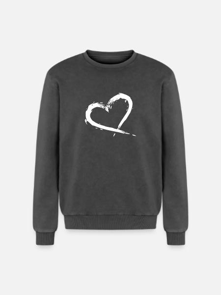 herz - Relaxed Unisex Premium Acid-Washed Sweatshirt - Schwarz Acid Wash