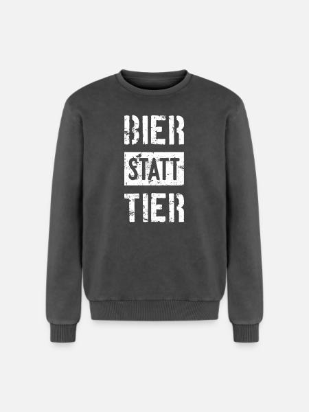 BIER STATT TIER - Relaxed Unisex Premium Acid-Washed Sweatshirt - Schwarz Acid Wash