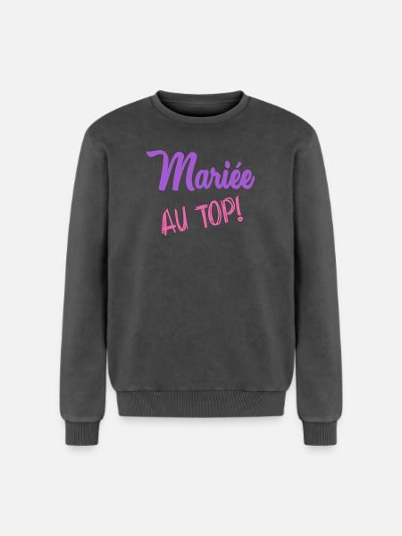 FUTURE MARIEE. EVJF - Sweatshirt unisexe Premium acid-wash en coton - noir délavé acide