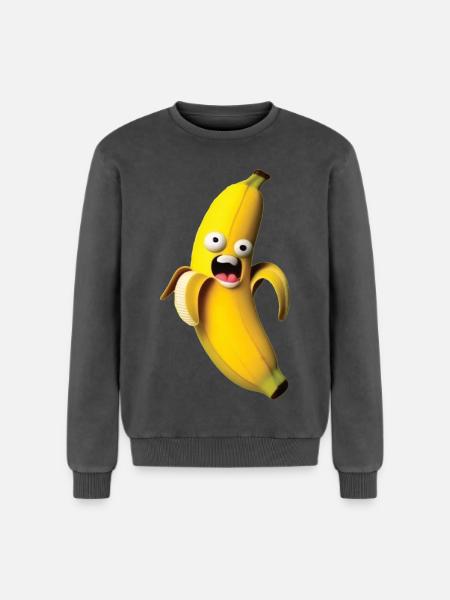 Figure de banane expressive avec un visage - Sweatshirt unisexe Premium acid-wash en coton - noir délavé acide