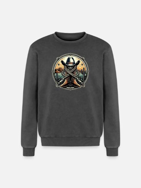 Western Logo 1 - Relaxed Unisex Premium Acid Washed Sweatshirt - acid washed black
