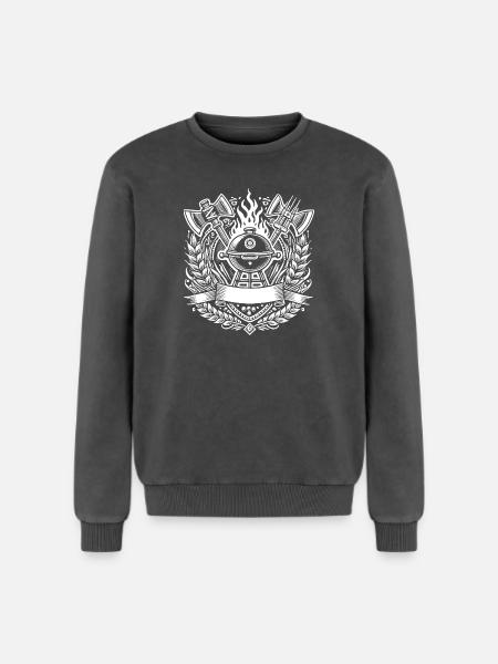Grill BBQ Logo - Relaxed Unisex Premium Acid Washed Sweatshirt - acid washed black