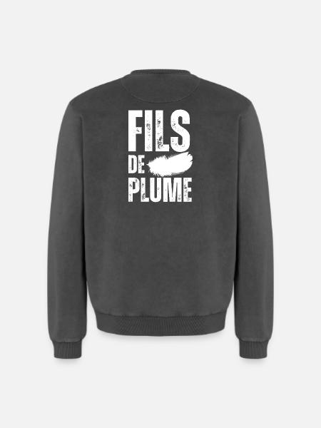 Fils de Plume - Sweatshirt unisexe Premium acid-wash en coton - noir délavé acide