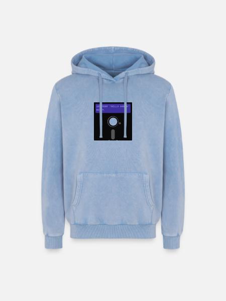 floppy disk - Relaxed Unisex Premium Acid Washed Hoodie - acid washed blue