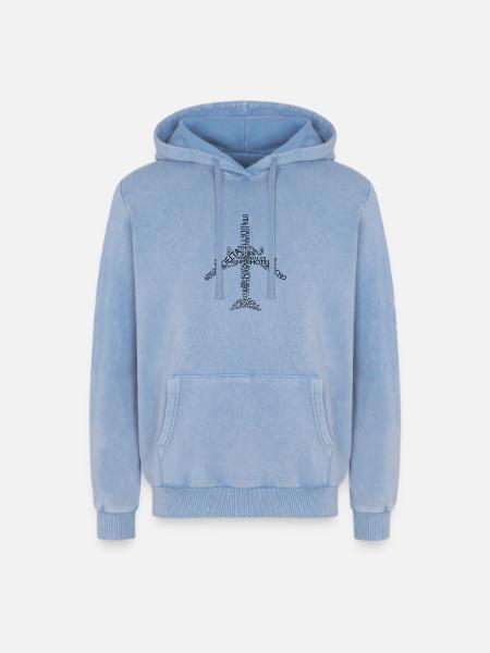 Avion B747 - Sweat à capuche unisexe Premium acid-wash en coton - bleu délavé acide