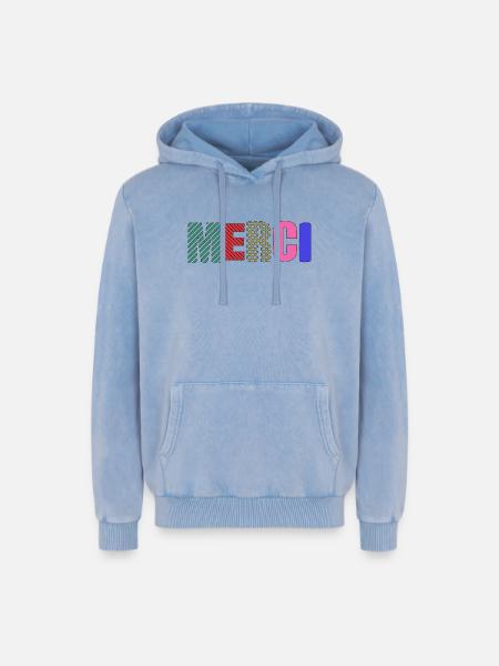 Thank you - Relaxed Unisex Premium Acid Washed Hoodie - acid washed blue