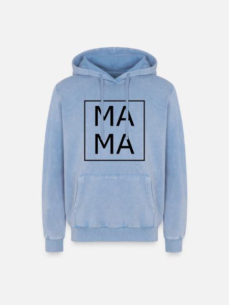 Mama Mama - Relaxed Unisex Premium Acid-Washed Hoodie - Blau Acid Wash