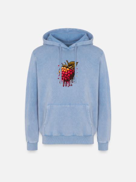 Two-tone dripping raspberry - Relaxed Unisex Premium Acid Washed Hoodie - acid washed blue