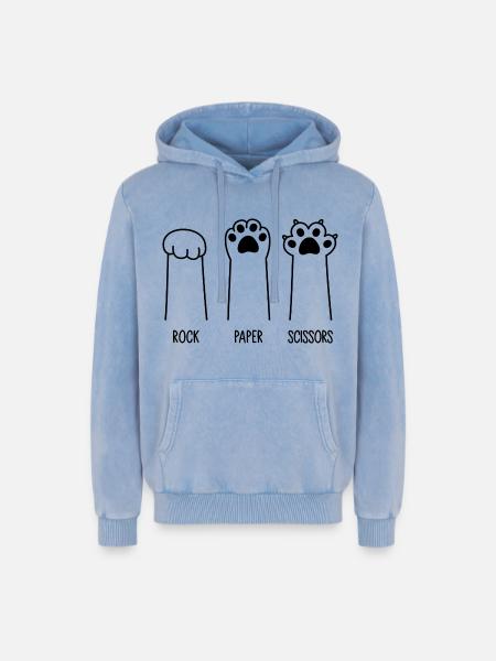 Roche Papier Ciseaux - Sweat à capuche unisexe Premium acid-wash en coton - bleu délavé acide