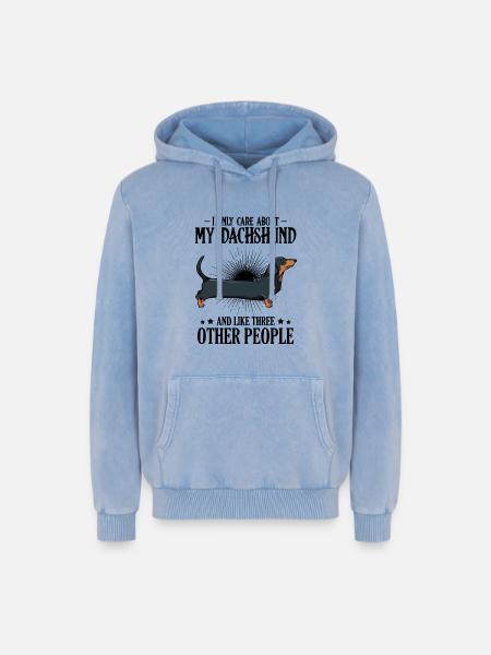 dachshund - Relaxed Unisex Premium Acid Washed Hoodie - acid washed blue
