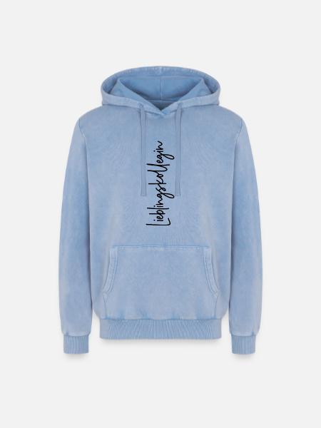 Lieblingskollegin - Relaxed Unisex Premium Acid-Washed Hoodie - Blau Acid Wash