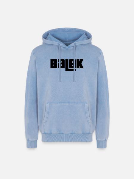 Balek - Sweat à capuche unisexe Premium acid-wash en coton - bleu délavé acide