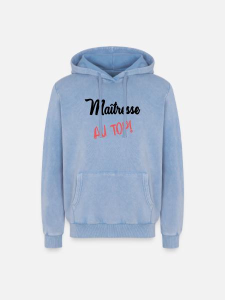 MISTRESS - Relaxed Unisex Premium Acid Washed Hoodie - acid washed blue