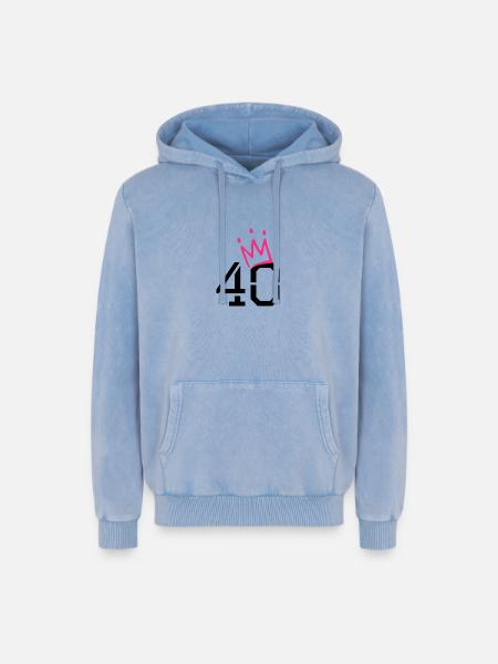 40 crown - 40th birthday - Relaxed Unisex Premium Acid Washed Hoodie - acid washed blue