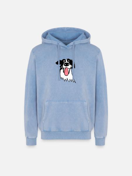 Border Collie mignon - Sweat à capuche unisexe Premium acid-wash en coton - bleu délavé acide