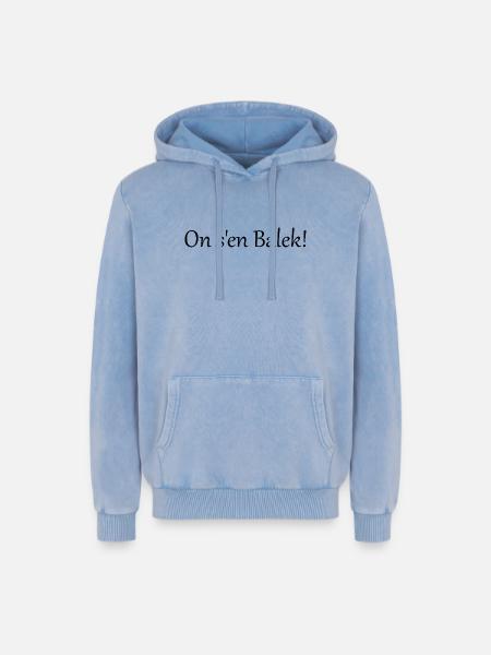 On s'en balek - Sweat à capuche unisexe Premium acid-wash en coton - bleu délavé acide