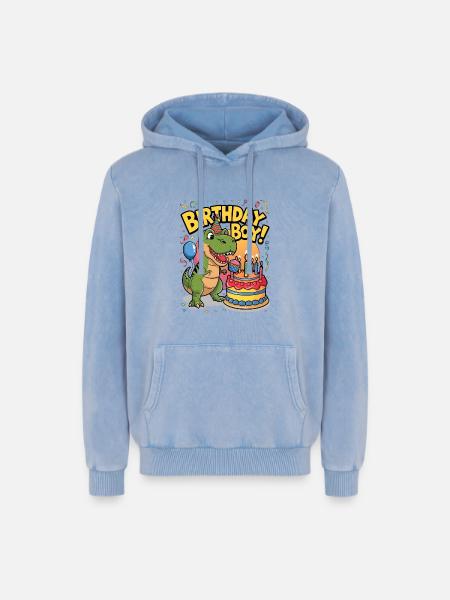 Birthday Boy - Relaxed Unisex Premium Acid Washed Hoodie - acid washed blue