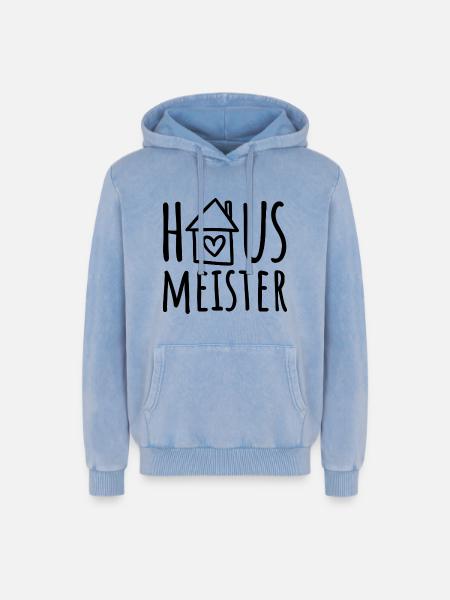 Hausmeister - Relaxed Unisex Premium Acid-Washed Hoodie - Blau Acid Wash
