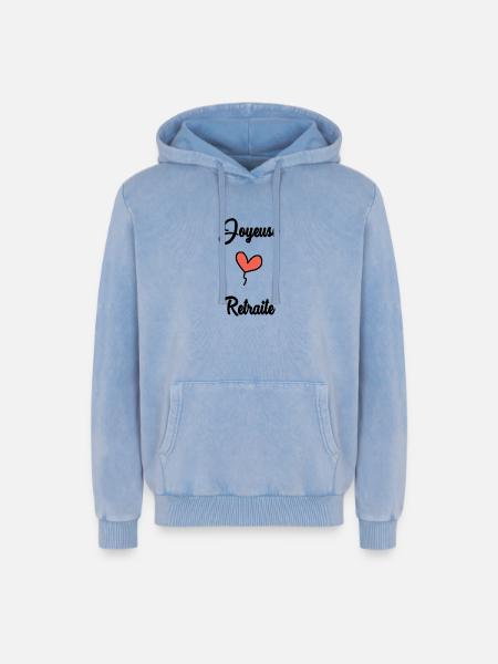 COLLEAGUE. START. RETIREMENT - Relaxed Unisex Premium Acid Washed Hoodie - acid washed blue