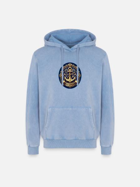 Skipper Logo - Relaxed Unisex Premium Acid Washed Hoodie - acid washed blue