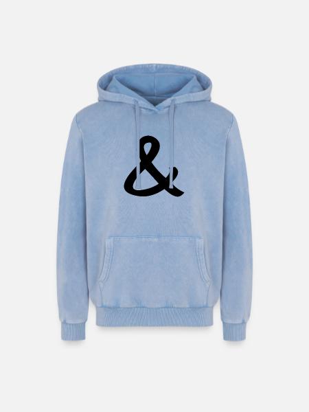 esperluette - Sweat à capuche unisexe Premium acid-wash en coton - bleu délavé acide