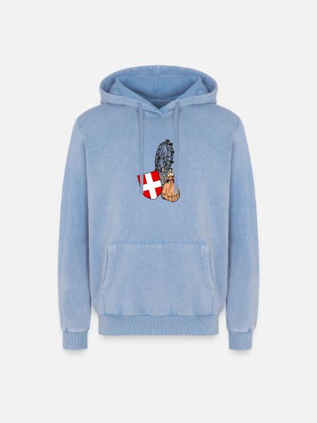 Vienna Panorama - Relaxed Unisex Premium Acid Washed Hoodie - acid washed blue