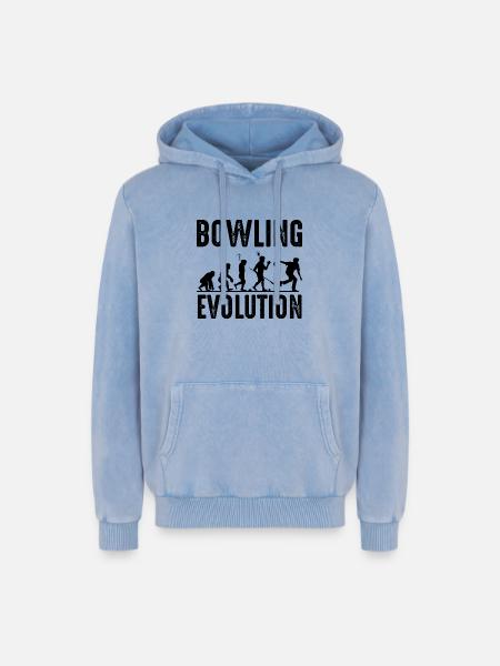 Bowling - Sweat à capuche unisexe Premium acid-wash en coton - bleu délavé acide