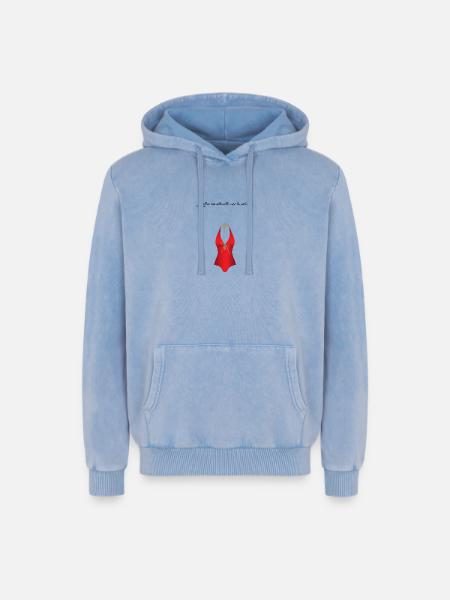 La piscine 1 - Sweat à capuche unisexe Premium acid-wash en coton - bleu délavé acide