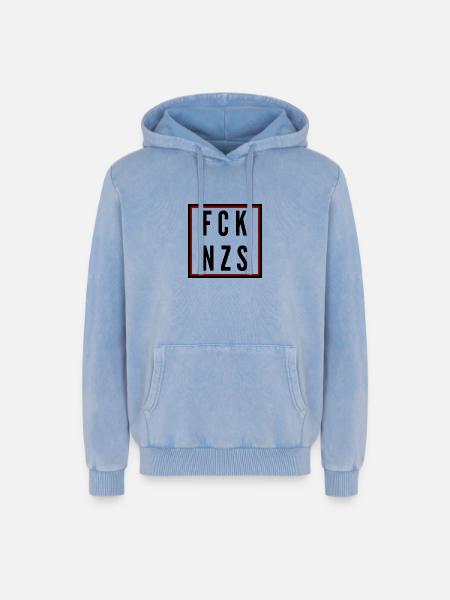 Fuck Naz*s - Relaxed Unisex Premium Acid Washed Hoodie - acid washed blue