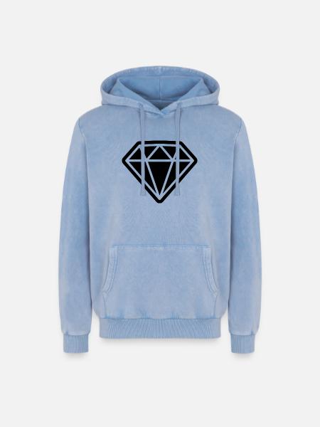 Icône de diamant - Sweat à capuche unisexe Premium acid-wash en coton - bleu délavé acide