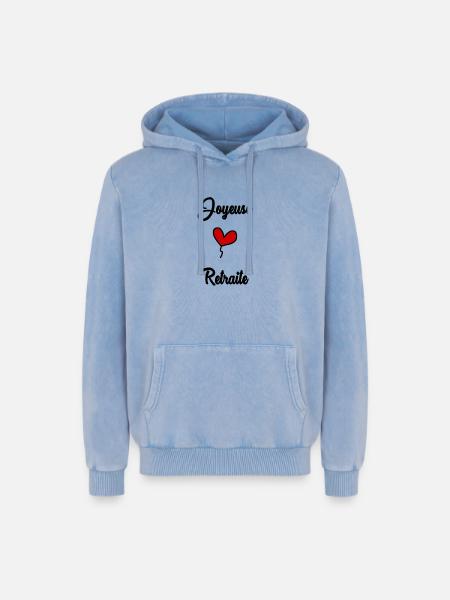JOYEUSE RETRAITE - Sweat à capuche unisexe Premium acid-wash en coton - bleu délavé acide