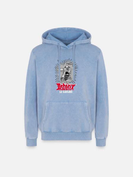 Asterix & Obelix - Asteriy Dynamics - Relaxed Unisex Premium Acid Washed Hoodie - acid washed blue