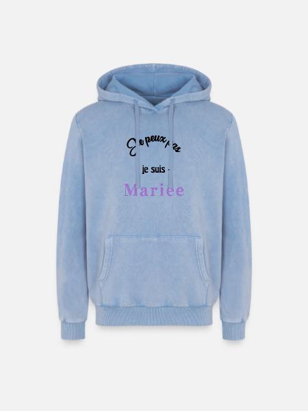 MARIEE. EVJF - Sweat à capuche unisexe Premium acid-wash en coton - bleu délavé acide
